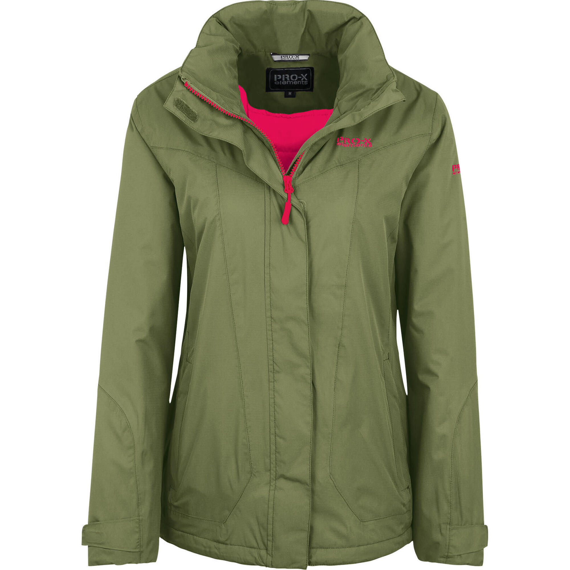Pro-x Elements - Veste Fonctionnelle Pour Femme Cindy Vert Roseau/rouge Cerise - Coupe-pluie - Rose|rouge|vert - 44 L - Decathlon