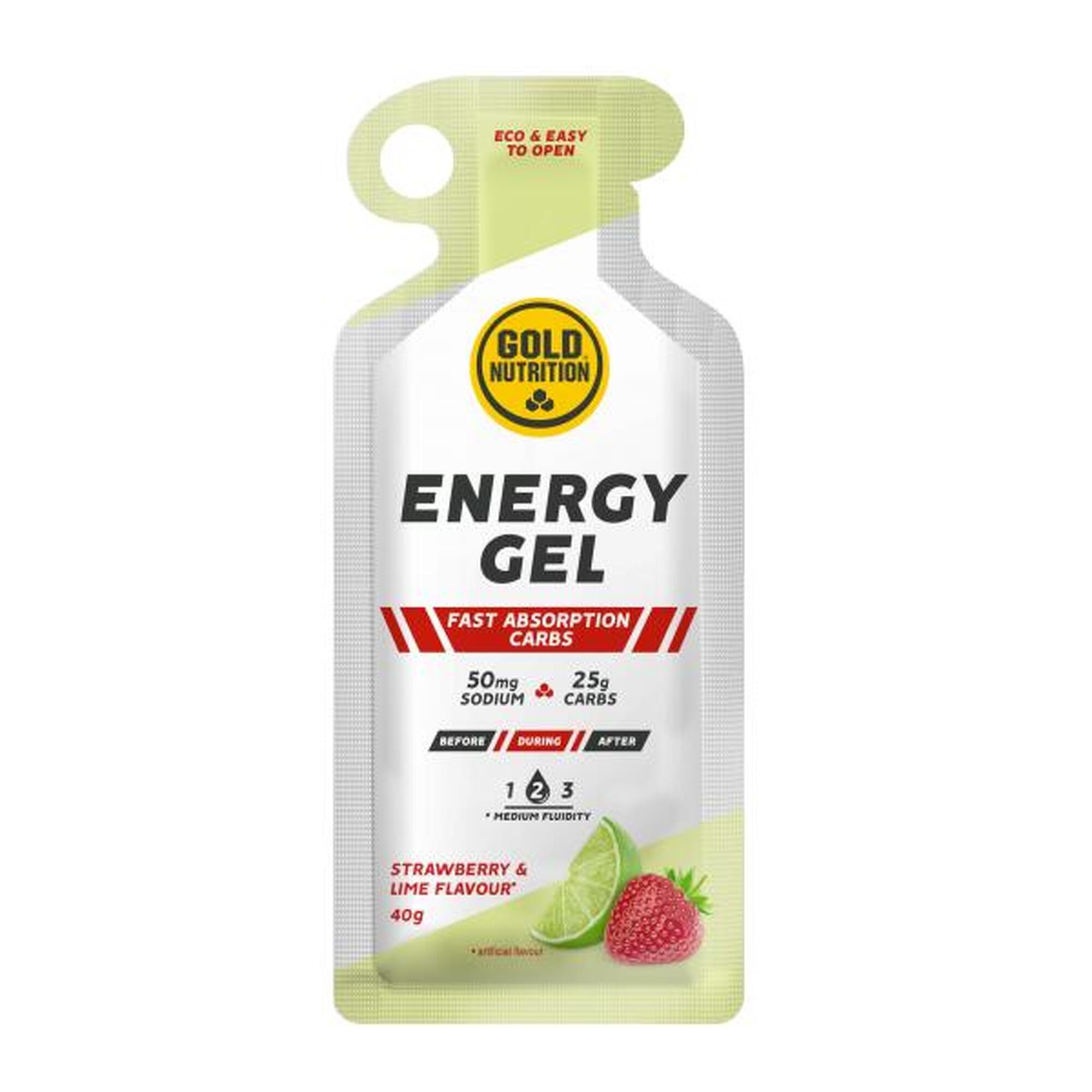 Gel energizant Energy cu capsuni si lime, GoldNutrition, 40 g