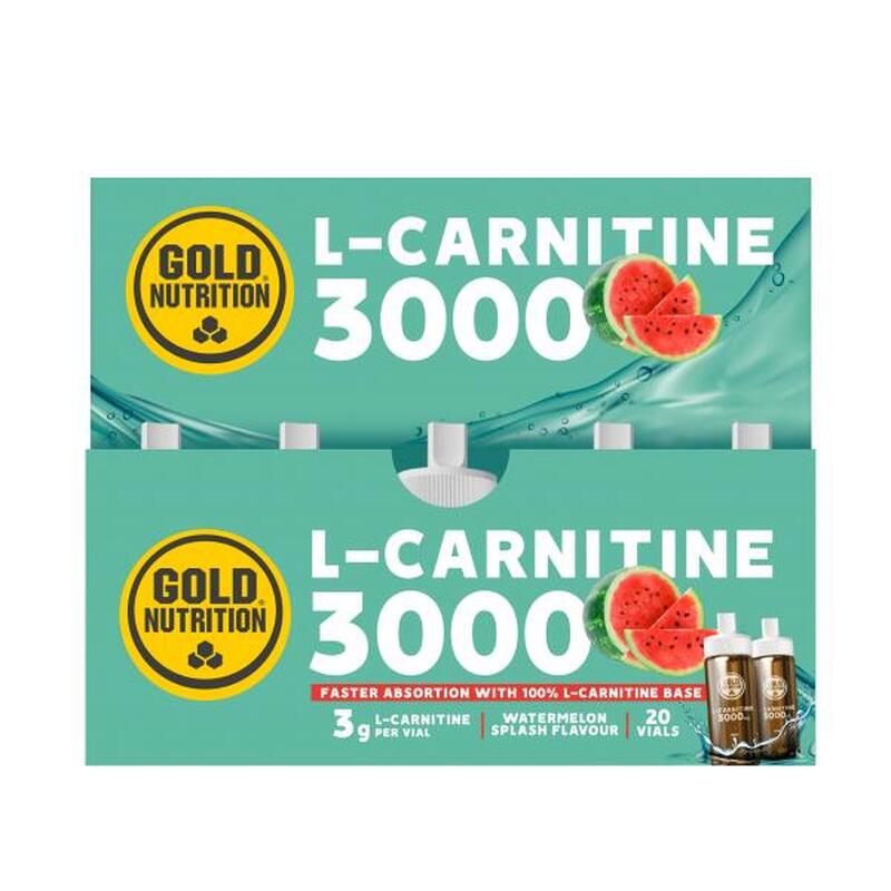 L Carnitina lichida fiole, GoldNutrition, pepene rosu 3000, 20 shot-uri