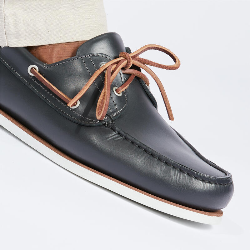 Seconde vie - Chaussures bateau cuir Sailing 500 Homme gris - TRÈS BON