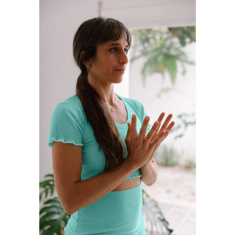 Conjunto deportivo mujer ideal para embarazadas suave y cómodo Leser Yoga  azul