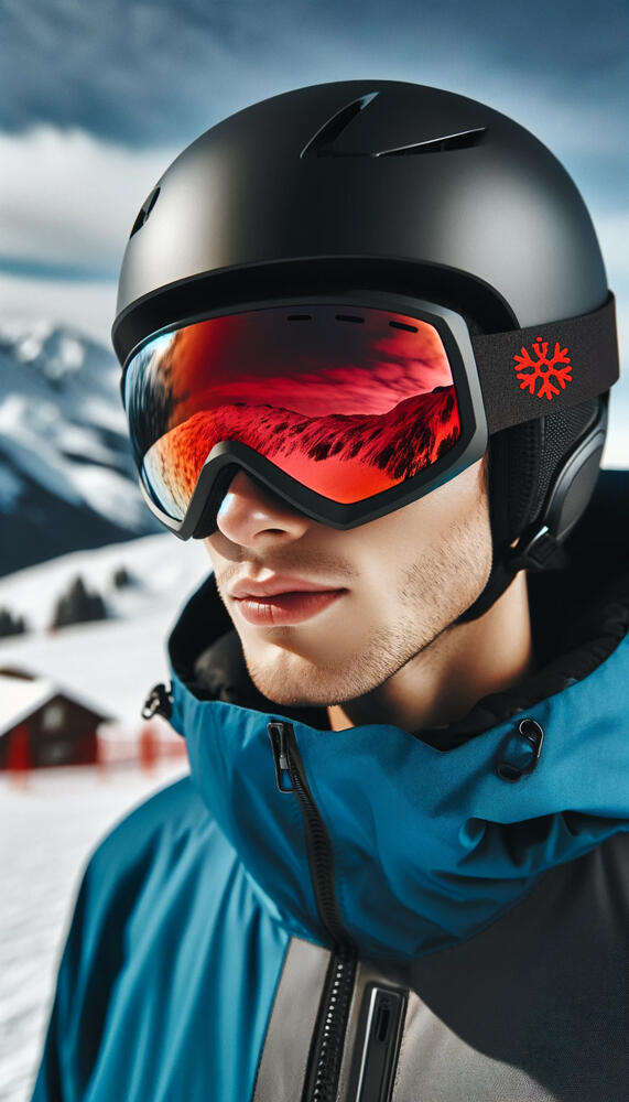 Masque de ski/snowboard noir - Verres rouges miroir 2/7