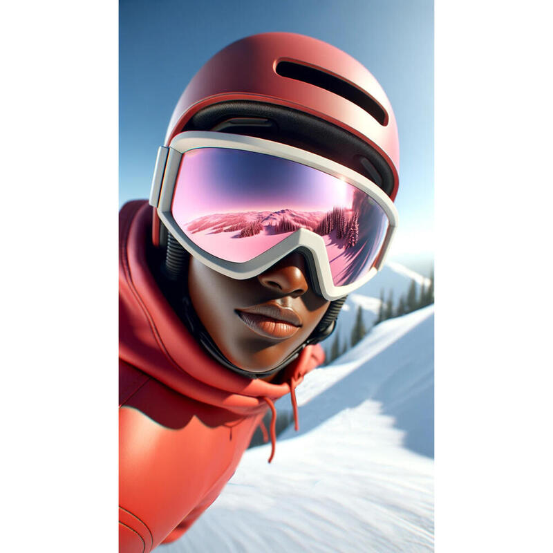 Ochelari de schi / ochelari de snowboard albi - lentilă roz oglindită