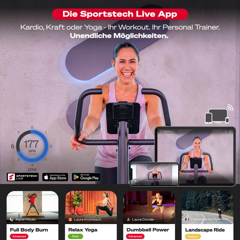 ES600 Profi Ergometer mit Video Events & Multiplayer App