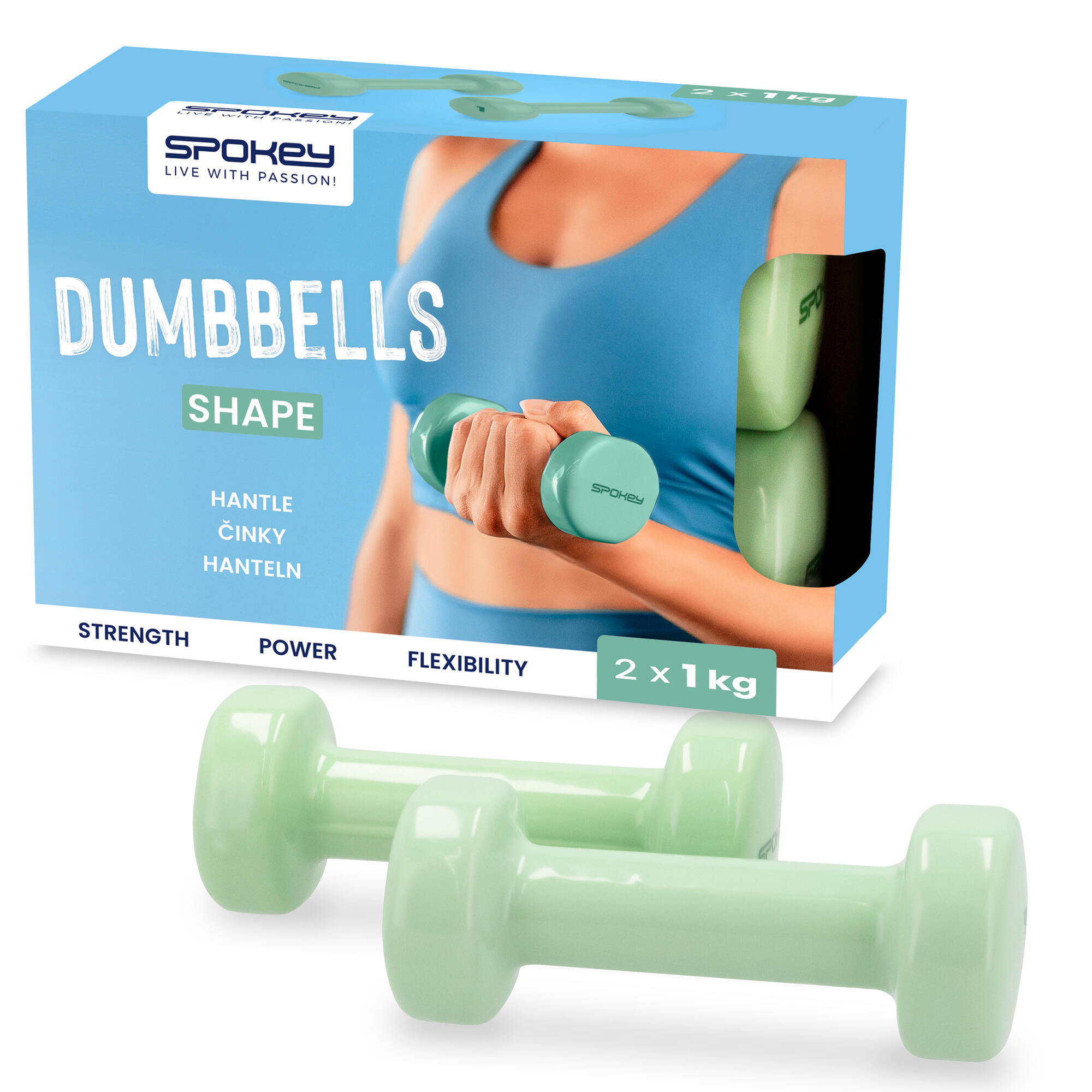 Sada vinylových fitness činek Spokey Shape 2 x 1 kg 5/6