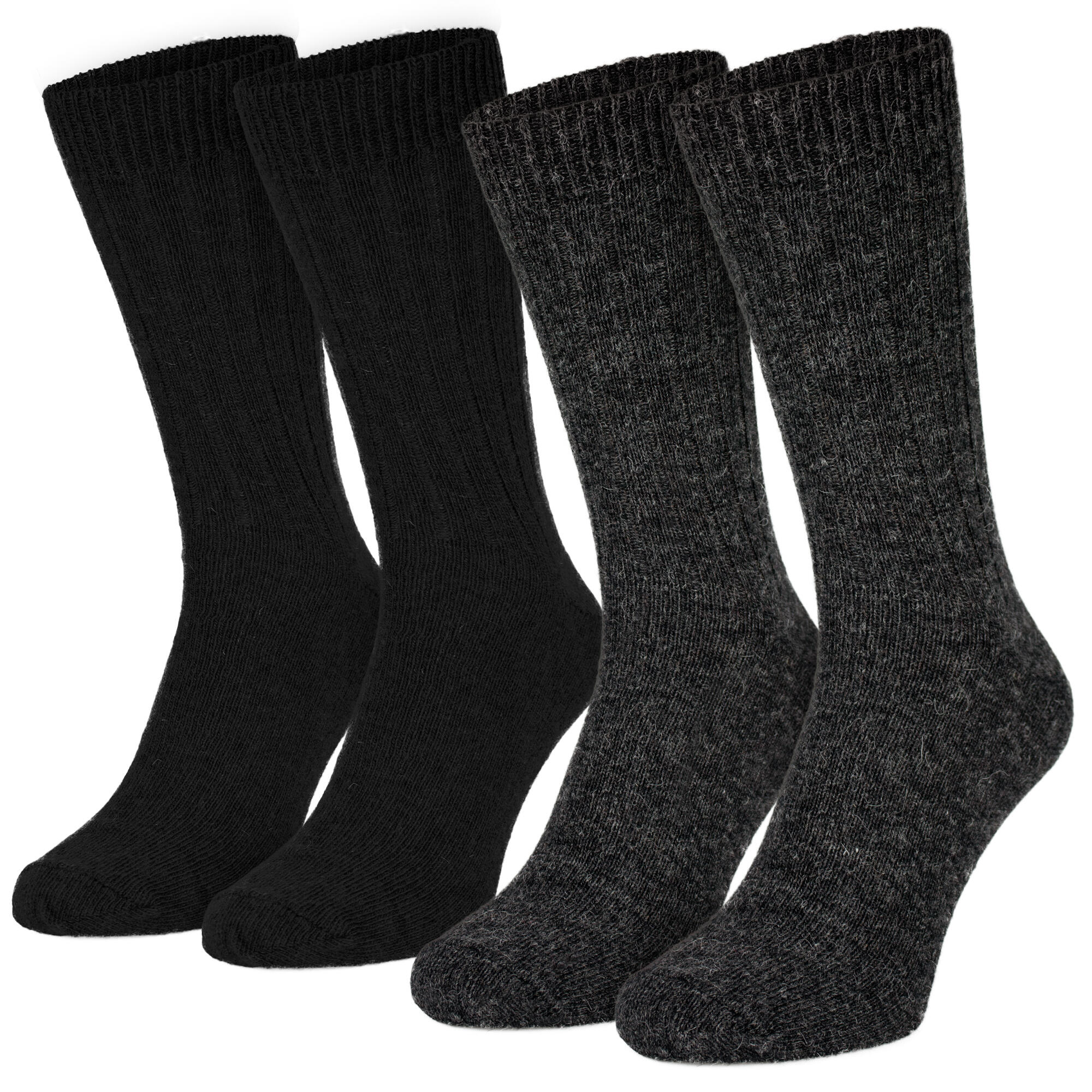 Chaussettes laine 2 paires Mouton et alpaga Femme et homme Noir