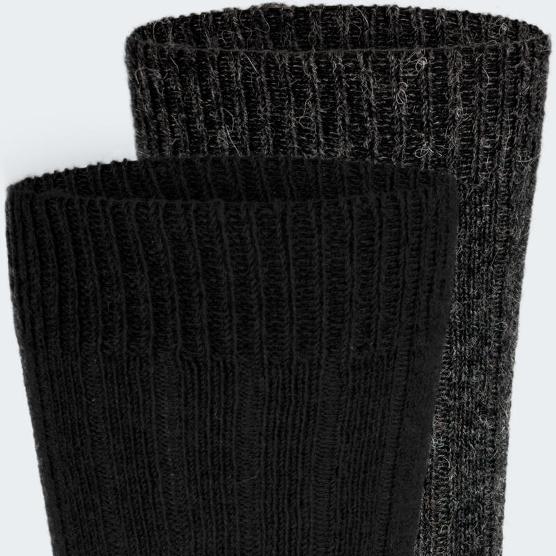 Chaussettes laine 2 paires | Mouton et alpaga | Femme et homme | Noir/Anthracite