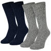 Chaussettes laine 2 paires | Mouton et alpaga | Femme et homme | Bleu foncé/Gris