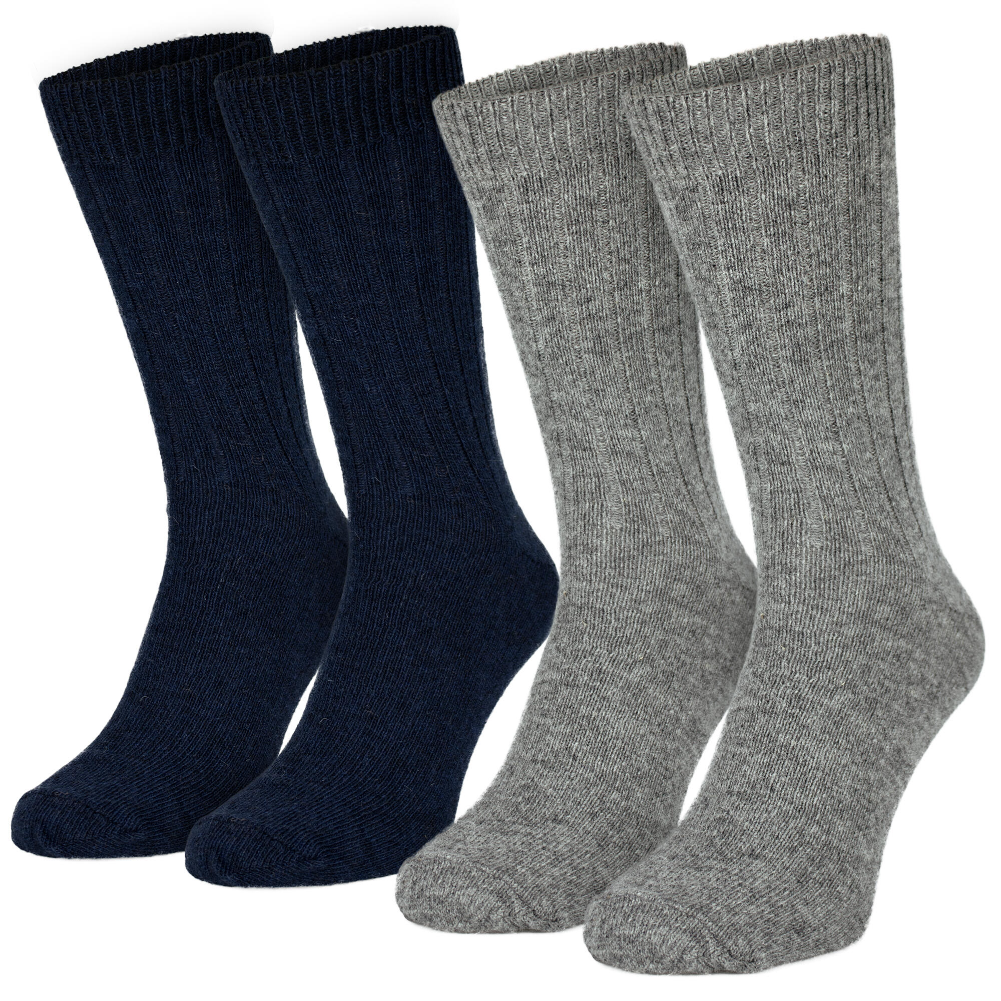 Wool socks 2 pairs | Sheep and alpaca | Women and men | Dark blue/Grey