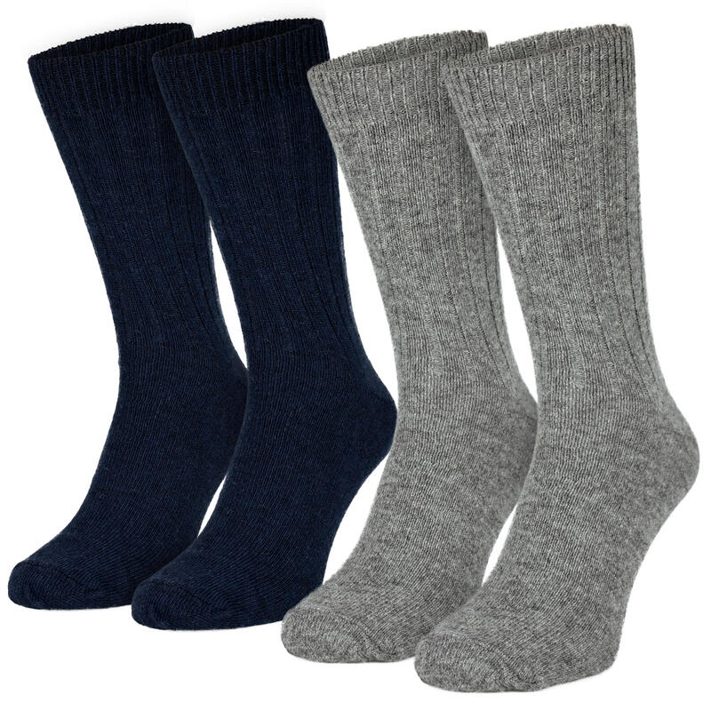 Wollen sokken 2 paar | schapen en alpaca | mannen en vrouwen | donkerblauw/grijs