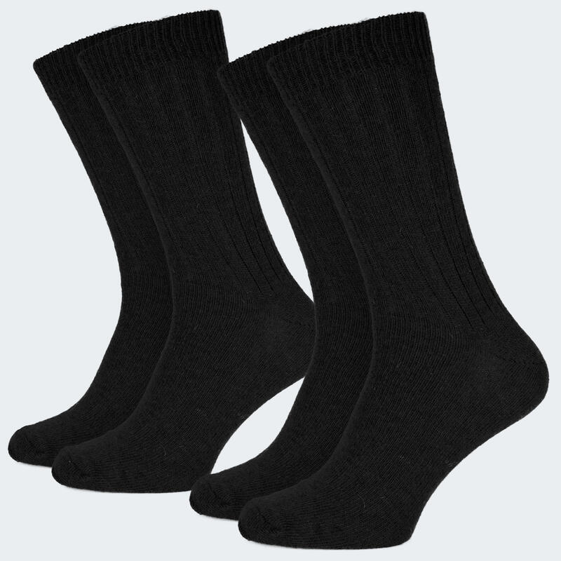 Chaussettes laine 2 paires | Mouton et alpaga | Femme et homme | Noir