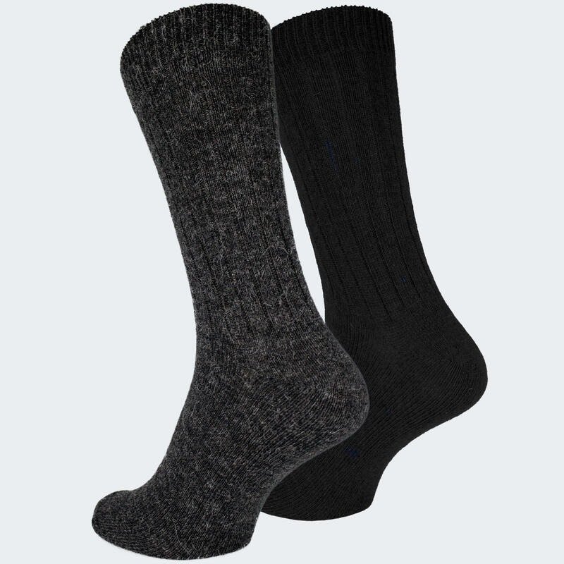 Wollen sokken 2 paar | schapen en alpaca | mannen en vrouwen | zwart/antraciet