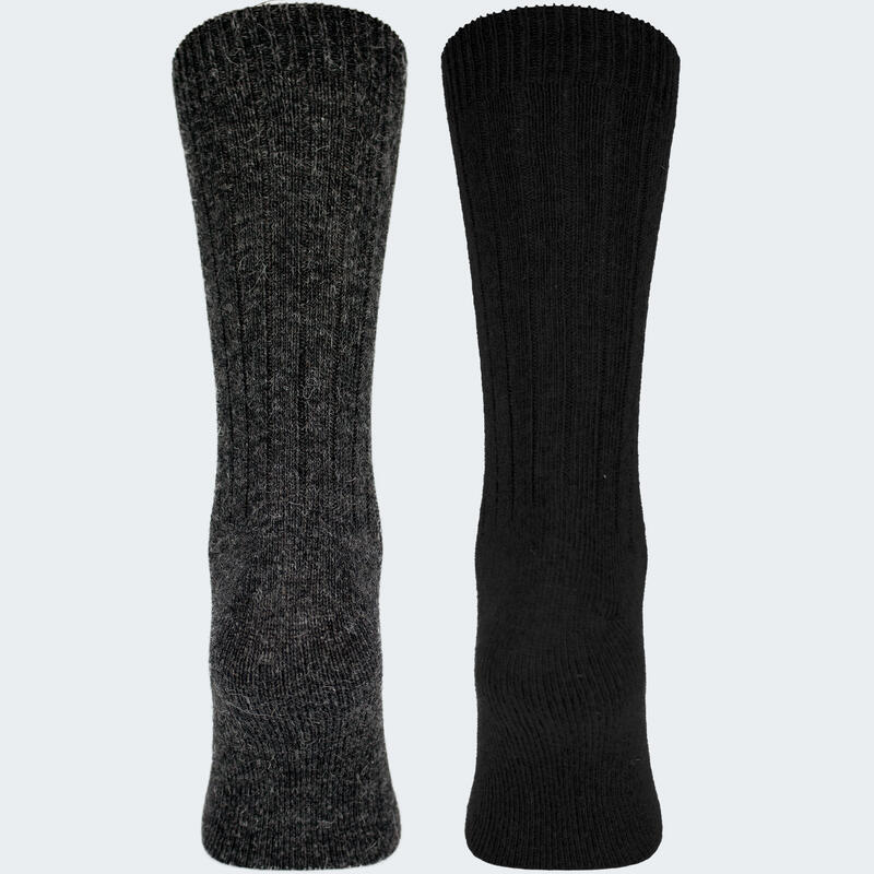 Calcetines de lana 2 pares | Oveja y alpaca | Mujer y hombre | Negro/Antracita