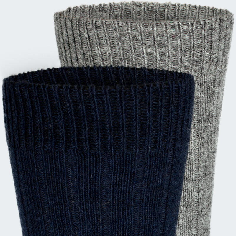 Wollen sokken 2 paar | schapen en alpaca | mannen en vrouwen | donkerblauw/grijs