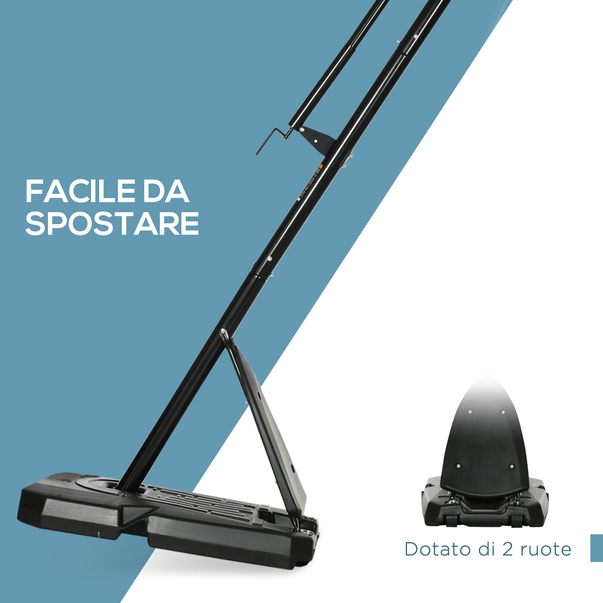 SPORTNOW Canestro Basket in Acciaio Regolabile in Altezza e con Ruote 6/8