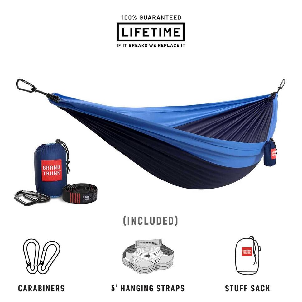 Hamak Grand Trunk Double Delux Parachute Nylon + Straps navy/light blue