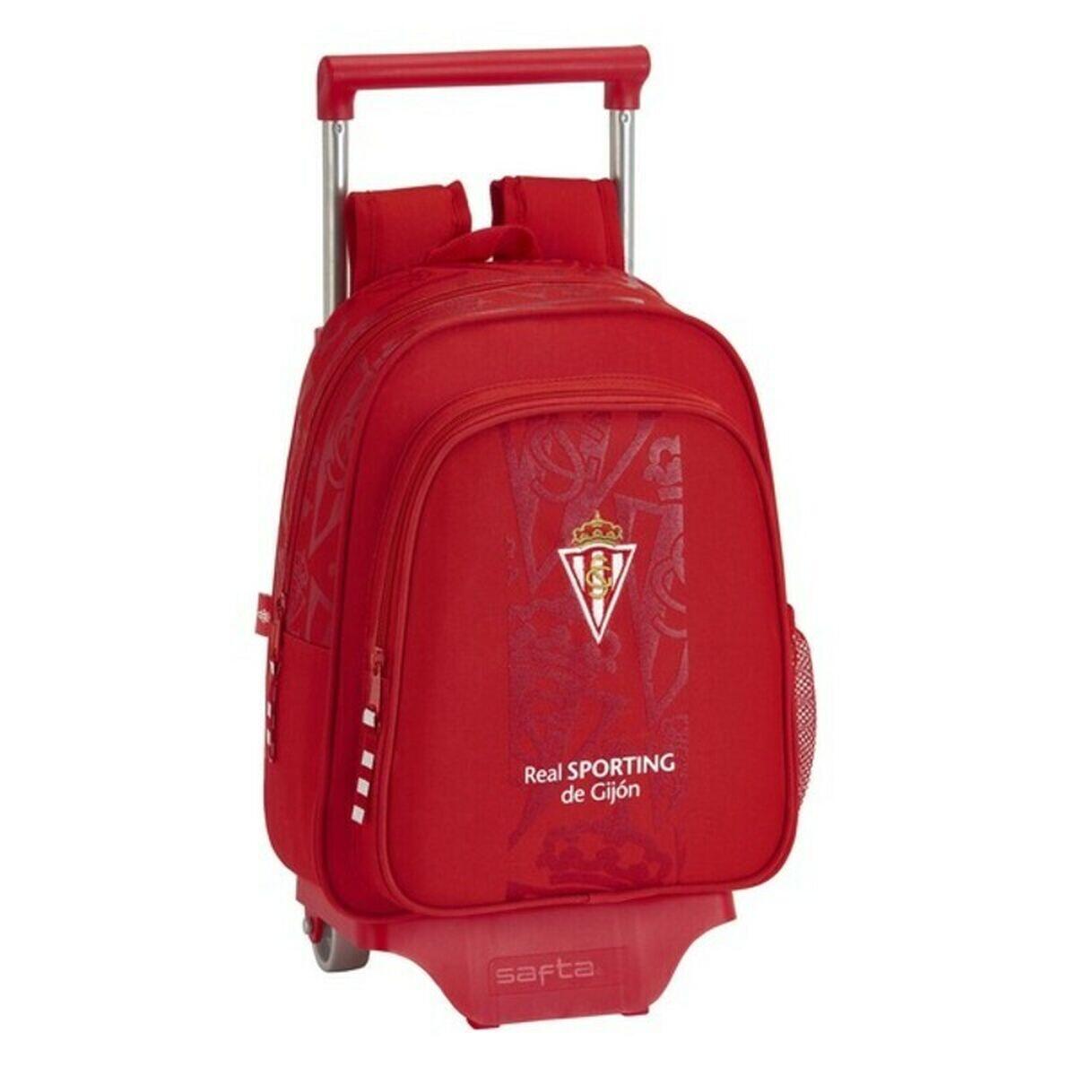 Mochila escolar com rodas real sporting de gijón vermelho