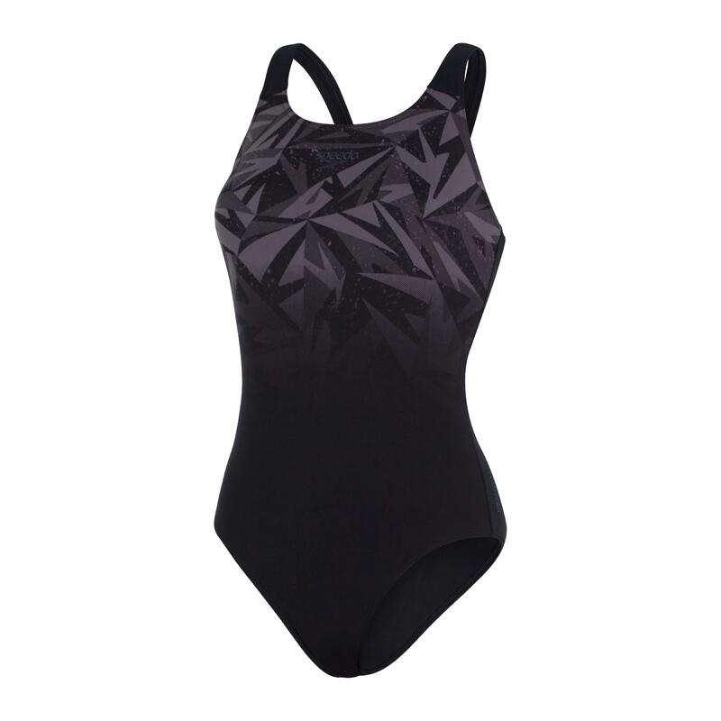 Speedo Hyperboom Allover Medalist Swimsuit - Black/ Oxid Grey/ USA Charcoal