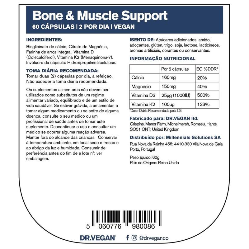 DR.VEGAN Bone & Muscle Support | Dois por dia - 30 dias de uso