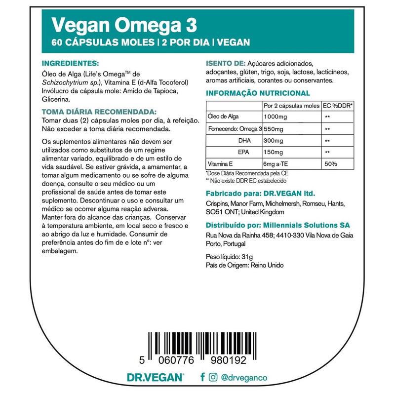 DR.VEGAN Omega 3 | Adequado para veganos | Dois por dia