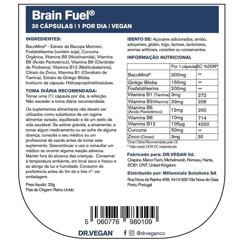 DR.VEGAN Brain Fuel  | Memoria y concentración | Una cápsula al día
