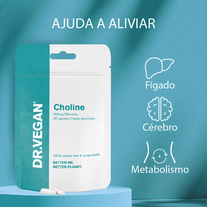 DR.VEGAN Choline, 600mg | Dois por dia - 30 dias de uso