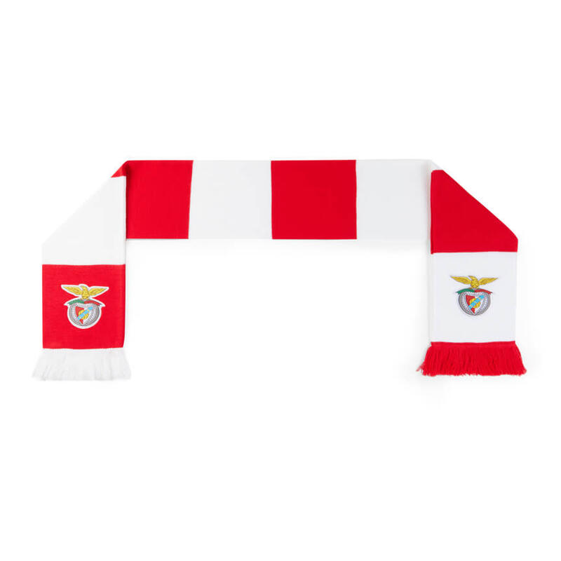 Cachecol Vermelho e Branco Com Bordado Logo Benfica