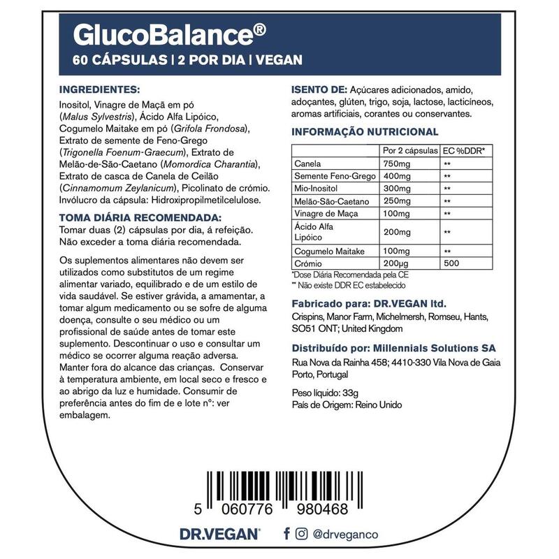 DR.VEGAN GlucoBalance | Suplemento à base de plantas | 2 por dia