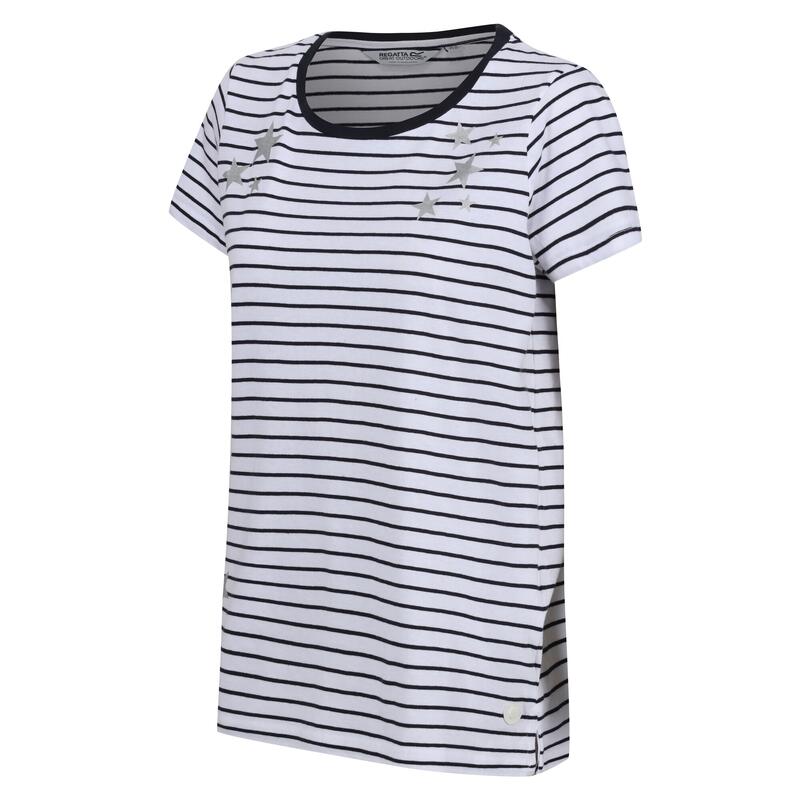 Tshirt ODALIS Femme (Blanc / Bleu marine)