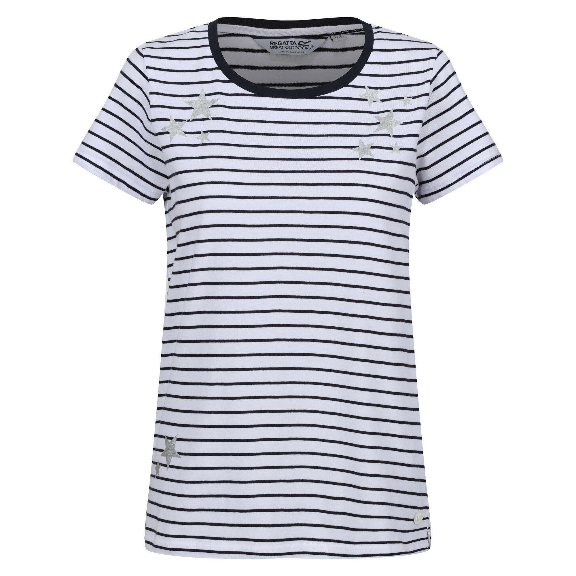 REGATTA Womens/Ladies Odalis II Striped TShirt (White/Navy)