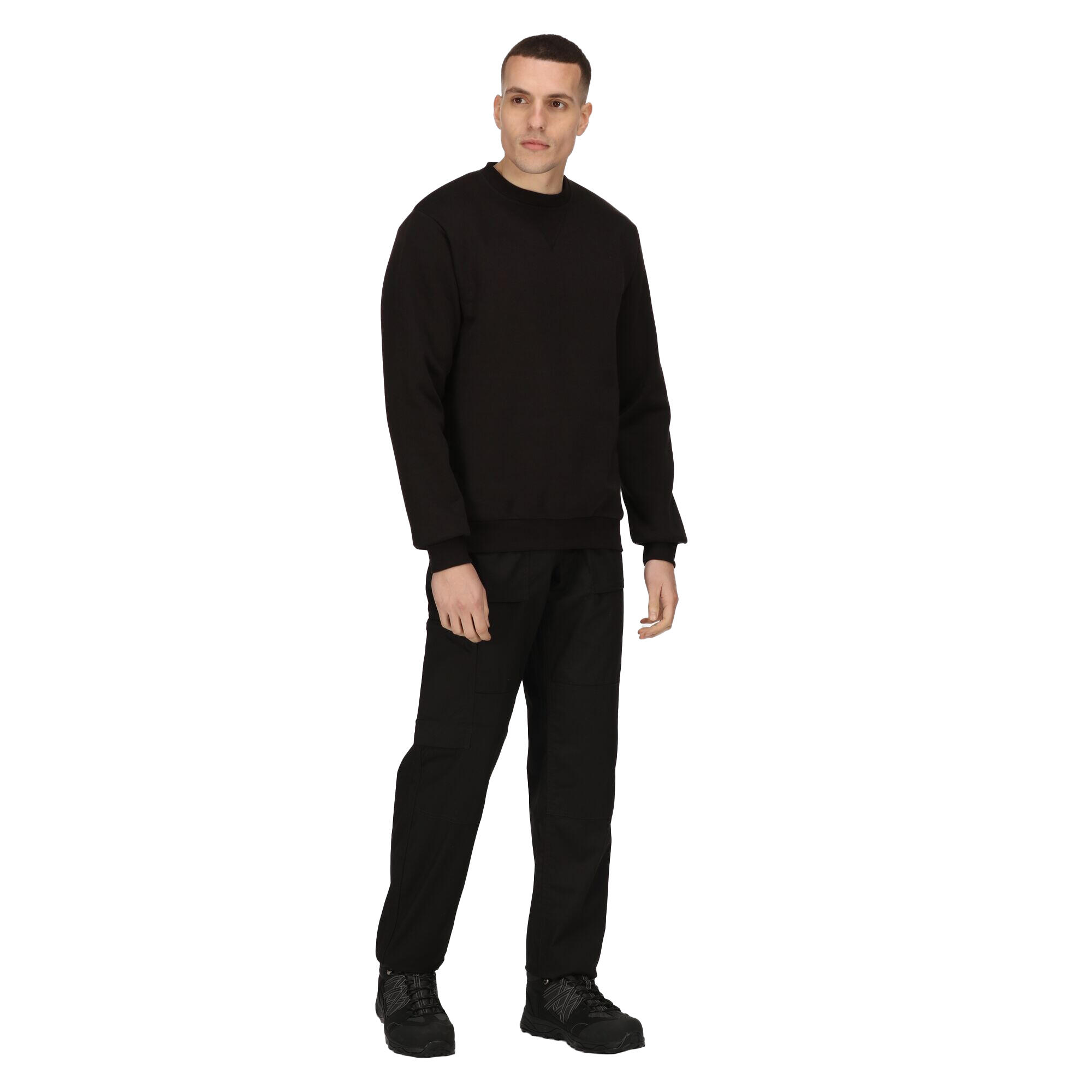 Mens Pro Crew Neck Sweatshirt (Black) 3/4