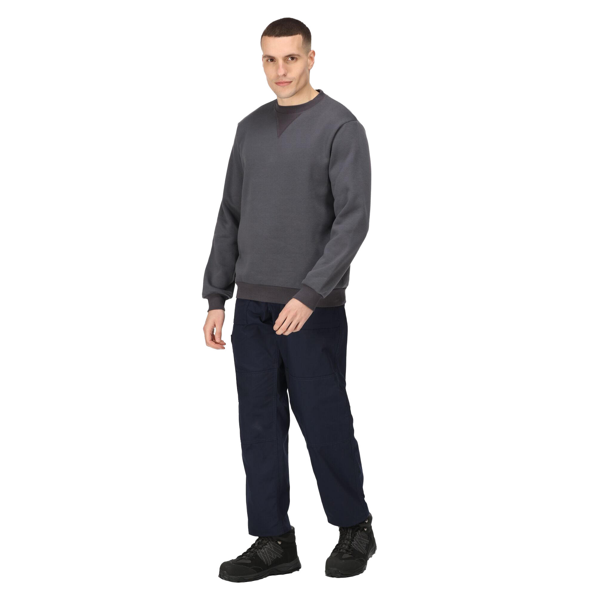 Mens Pro Crew Neck Sweatshirt (Seal Grey) 3/4