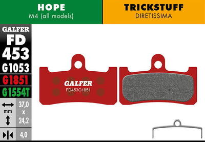 Pastiglie freno avanzate per Hope / Trickstuff - Rosso