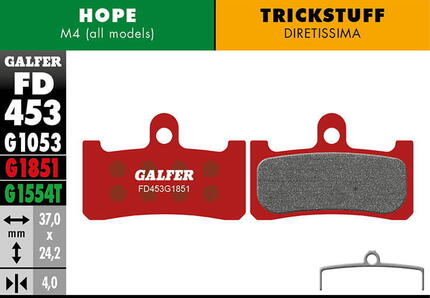 Plaquettes de frein Advanced pour Hope / Trickstuff - Rouge