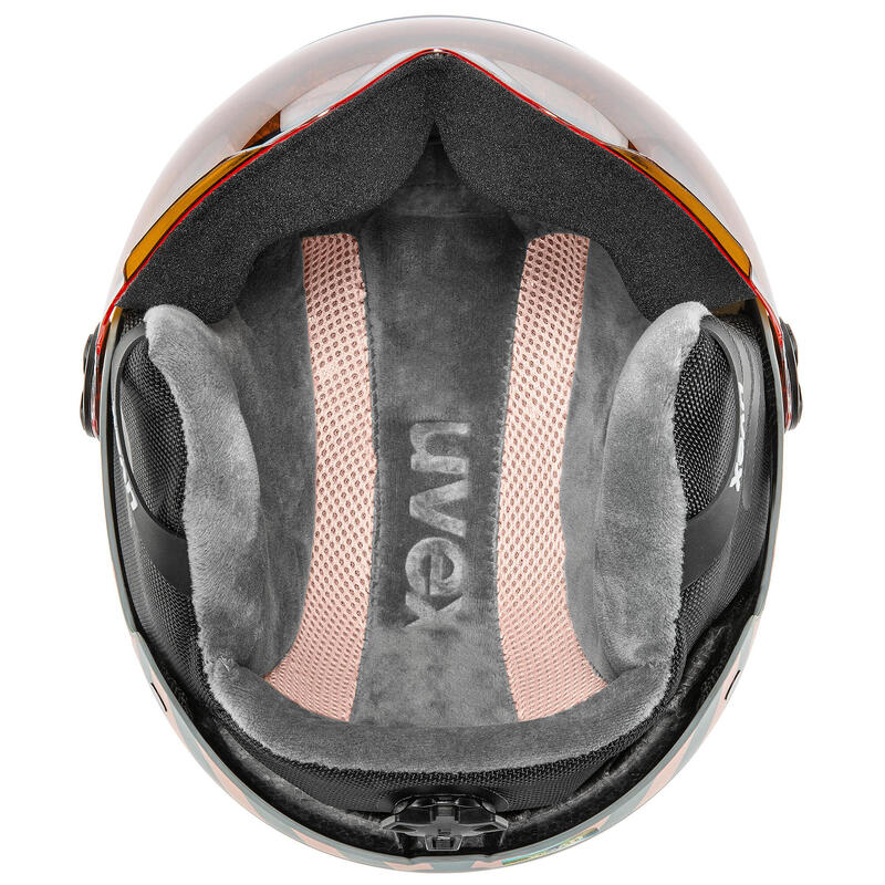 Kask narciarski dla dorosłych Uvex Rocket Junior Visor Rhino Blush Mat 2023