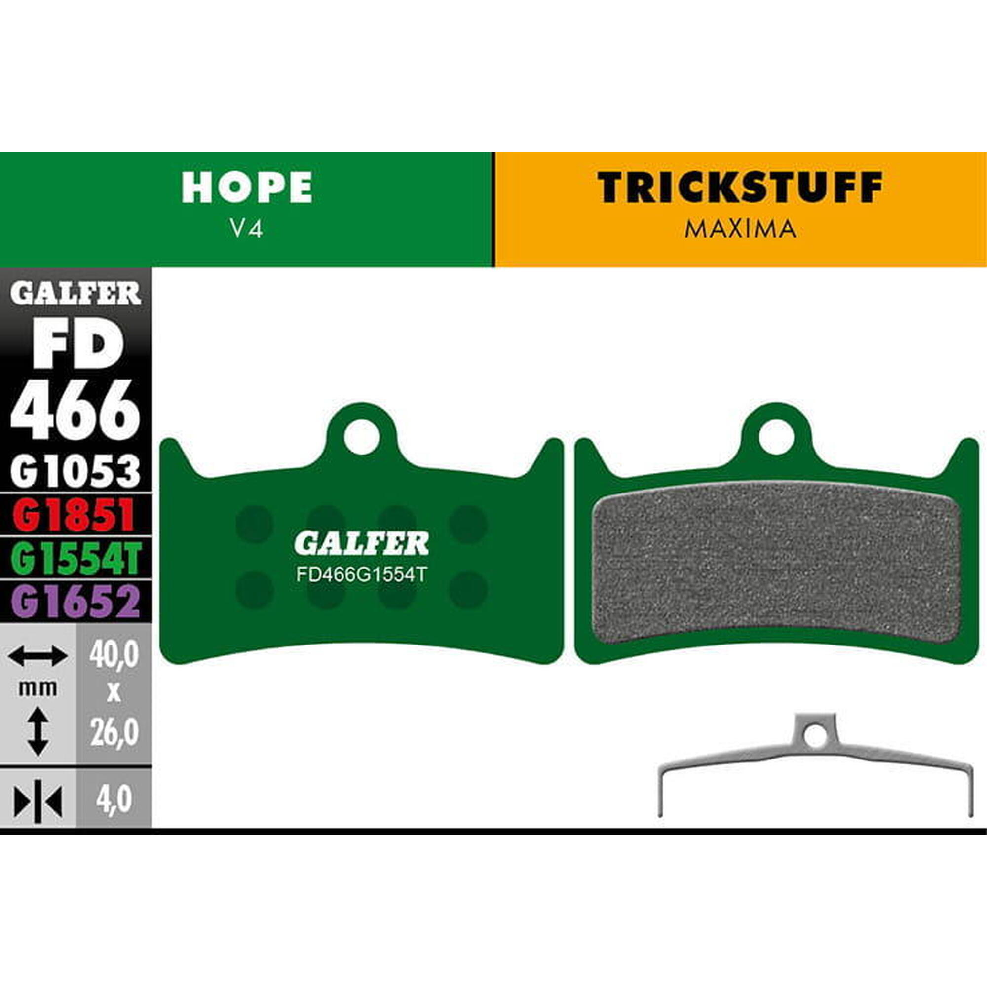 Plaquettes de frein Pro pour Hope V4/Tricksuff Maxima - Vert