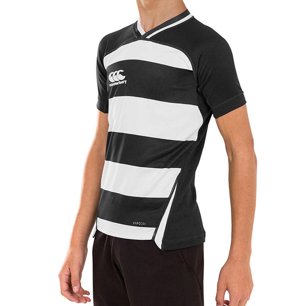 Childrens/Kids Evader Hooped Jersey (Black/White) 3/3