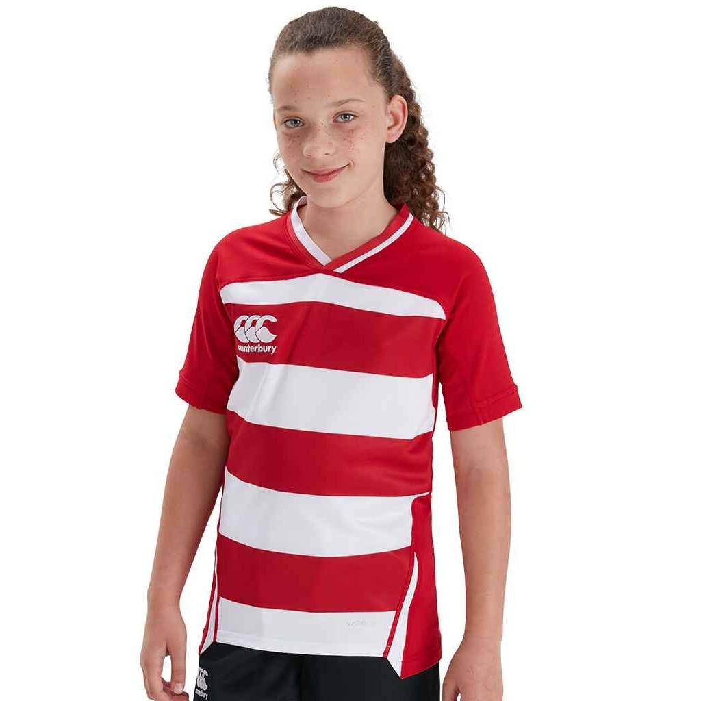 Childrens/Kids Evader Hooped Jersey (Red/White) 3/3