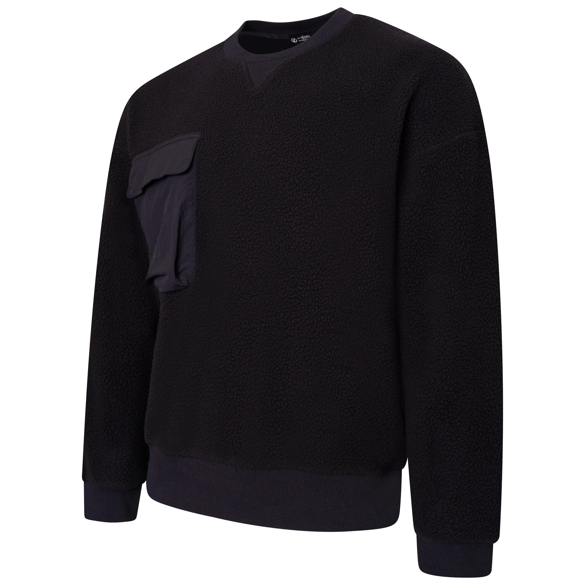 Unisex Adult Henry Holland Wind Down Borg Sweatshirt (Black) 3/5