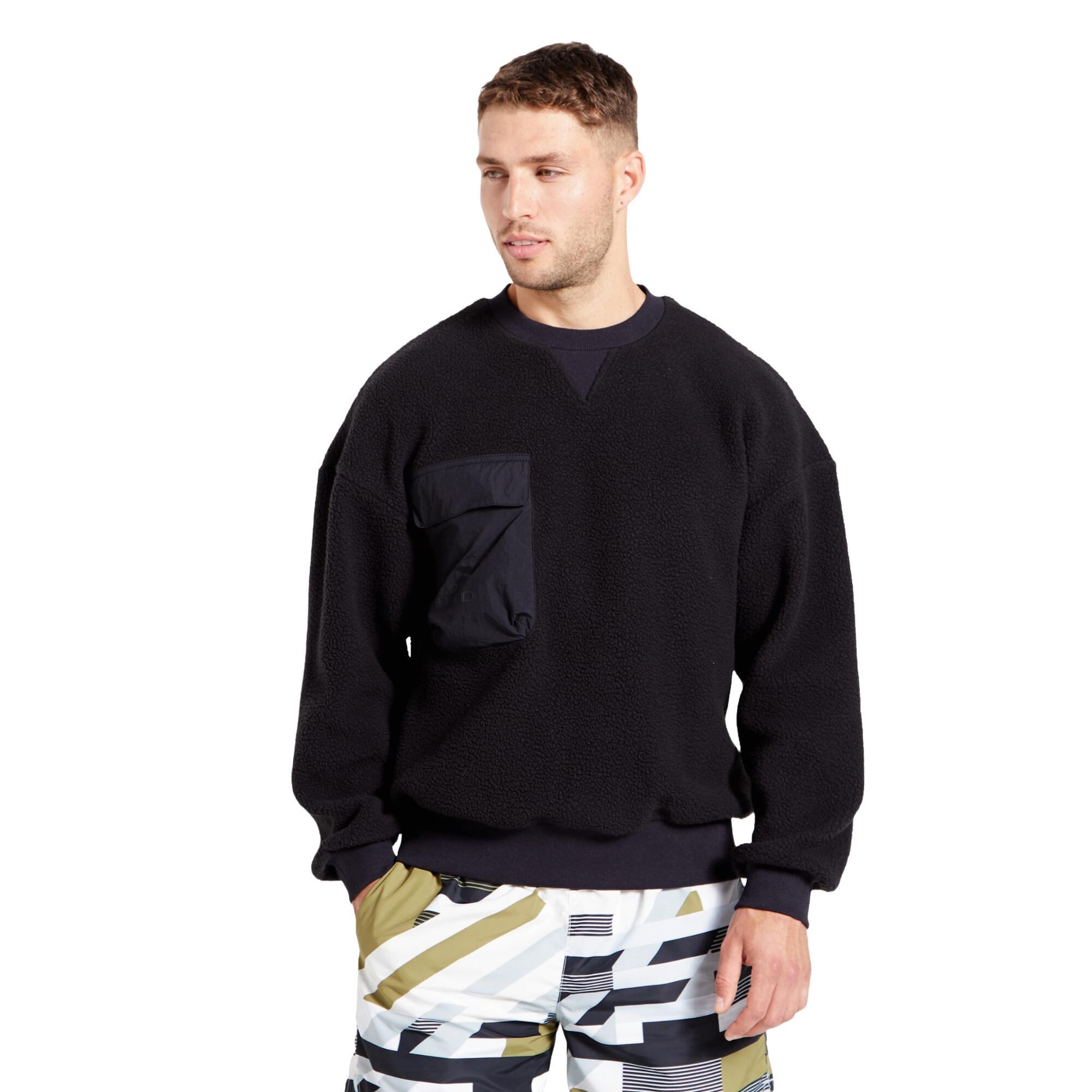 Unisex Adult Henry Holland Wind Down Borg Sweatshirt (Black) 4/5