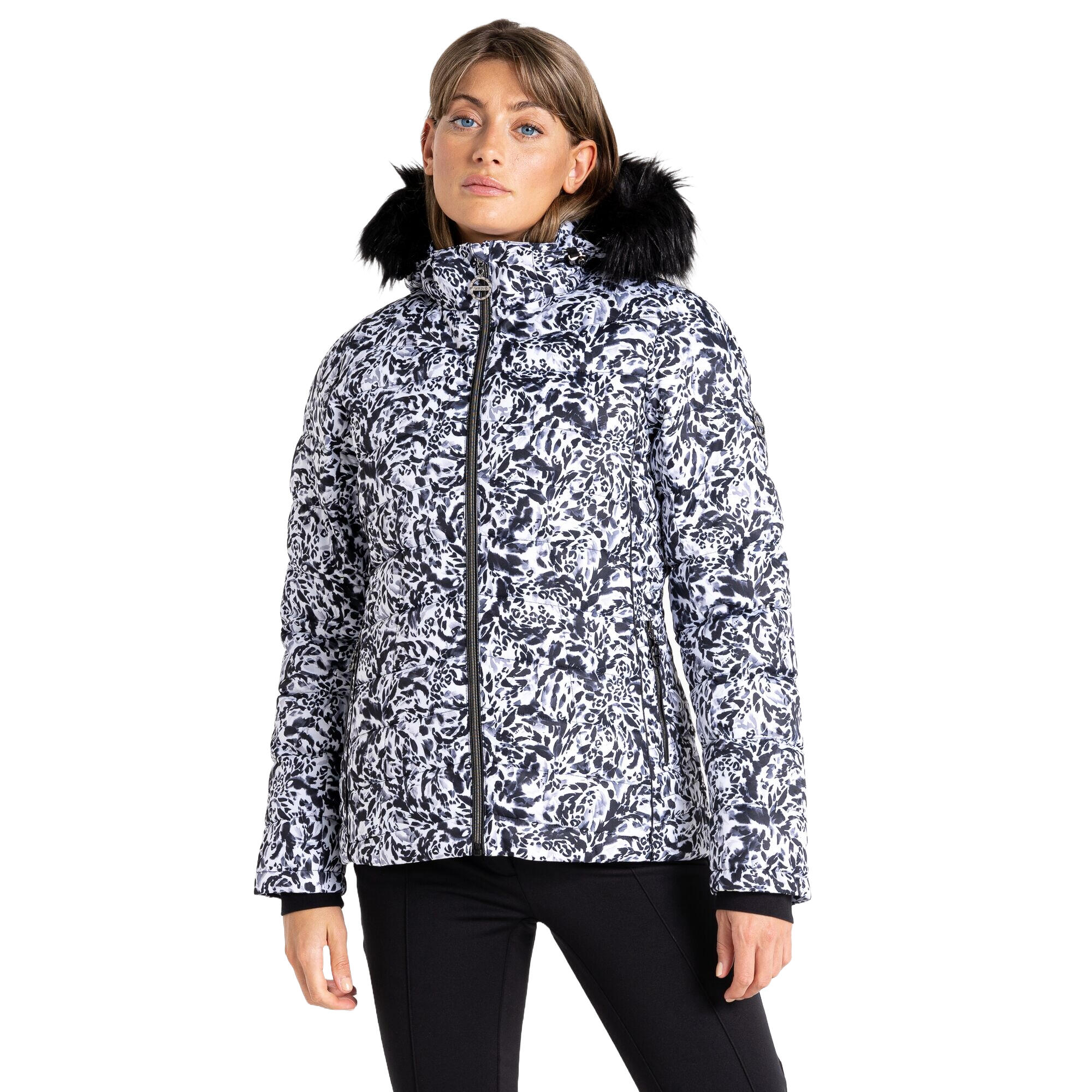 Womens/Ladies Glamorize III Leopard Print Padded Ski Jacket (Black/White) 3/4