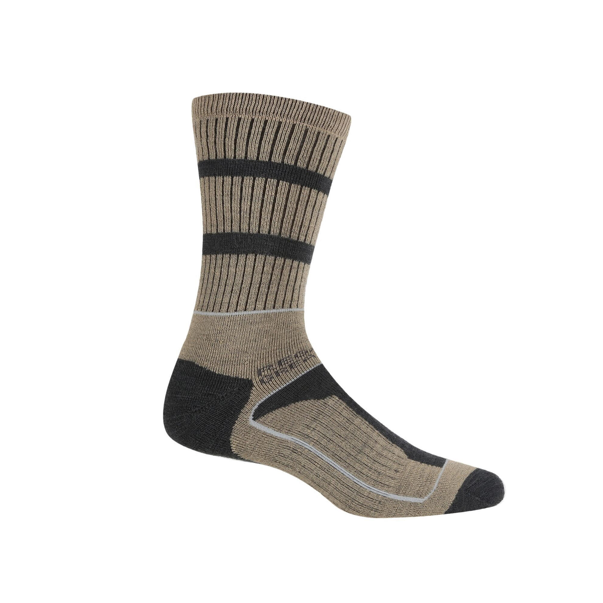 Mens Samaris 3 Season Socks (Pack of 2) (Moccasin Brown/Briar Grey) 3/4