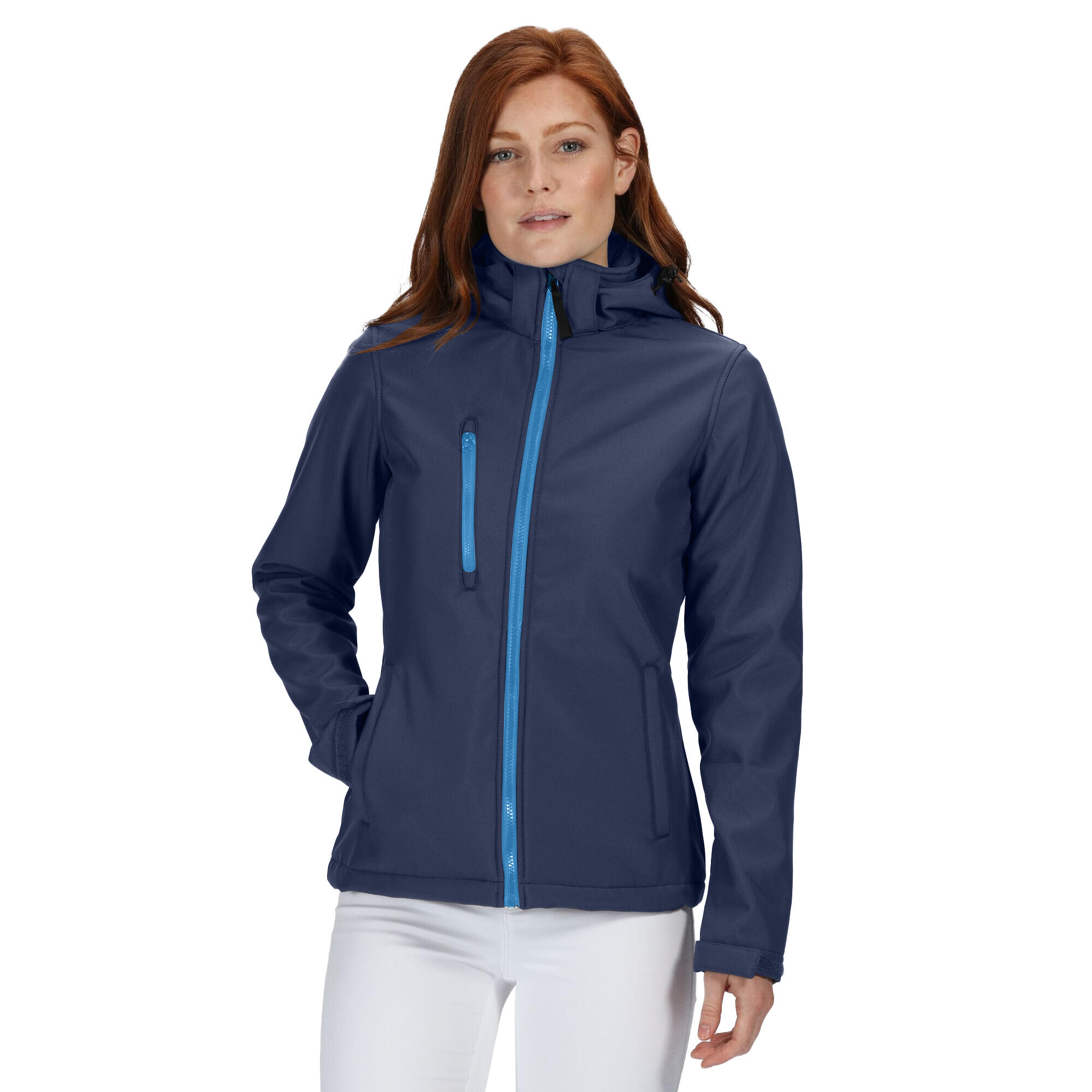 Womens/Ladies Venturer 3 Layer Membrane Soft Shell Jacket (Navy/French Blue) 3/4