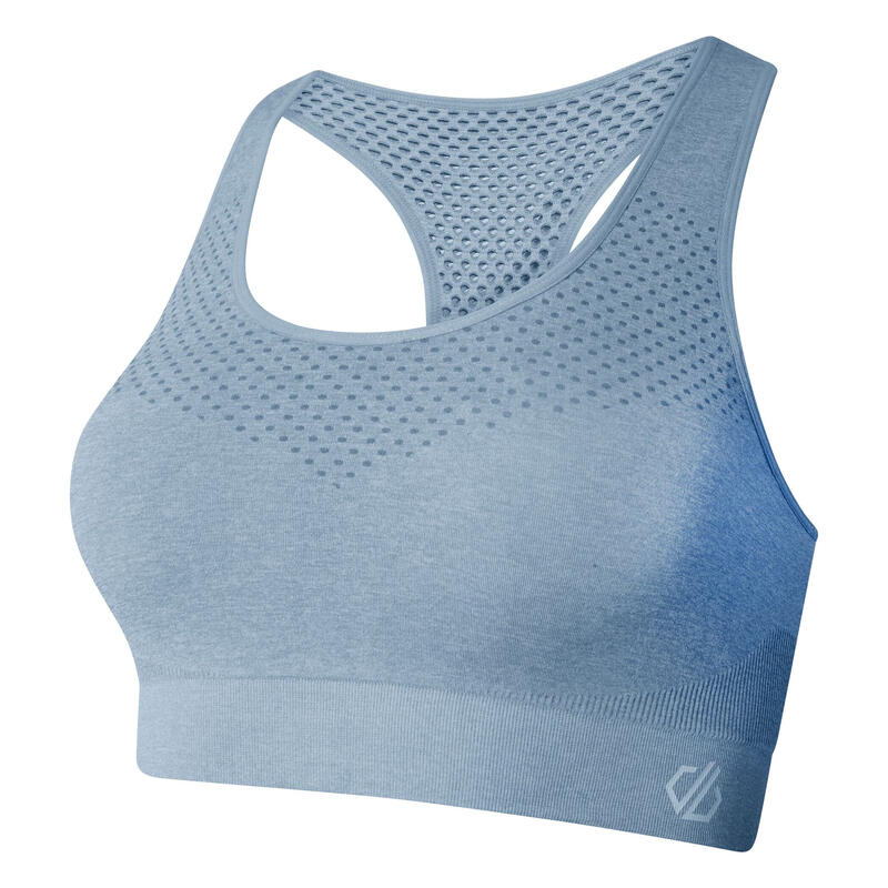 Sujetador Deportivo Don't Sweat It II Jaspeada para Mujer Azul Piedra