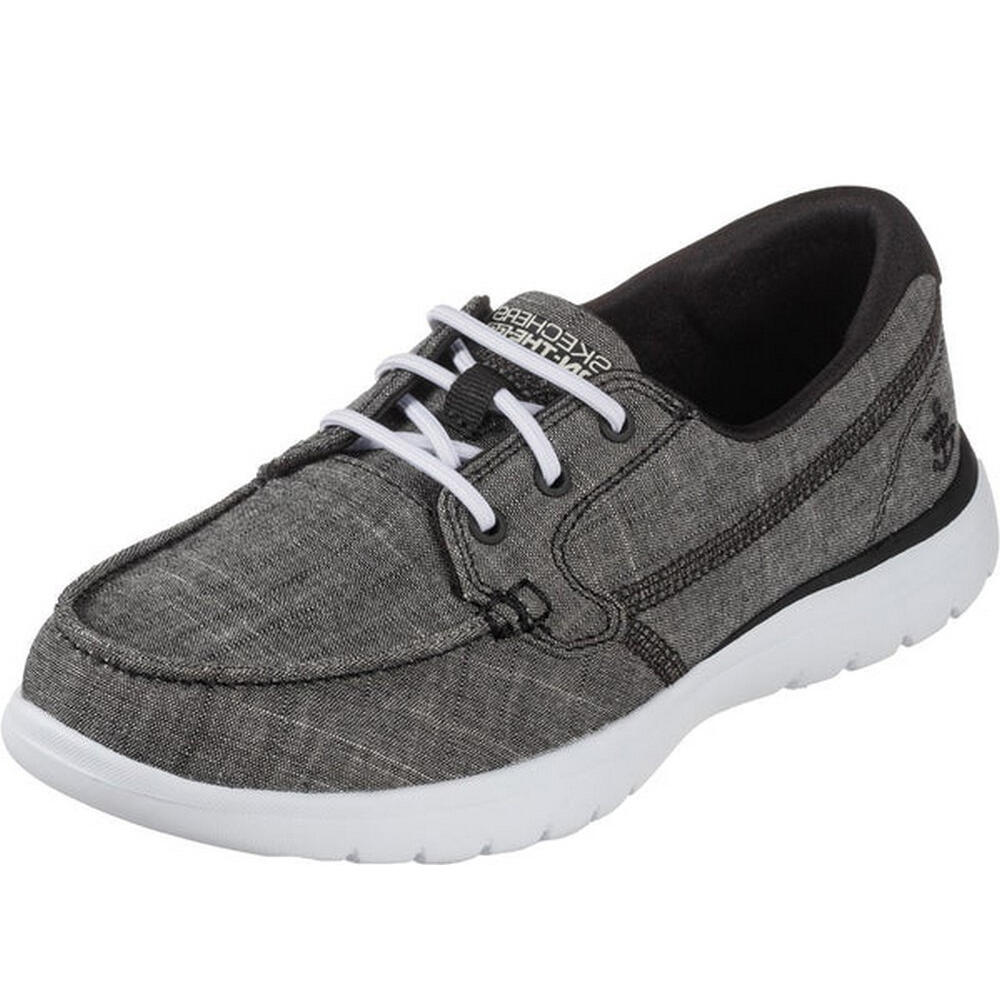 Womens/Ladies On The Go Boat Shoes (Black/White) 3/4