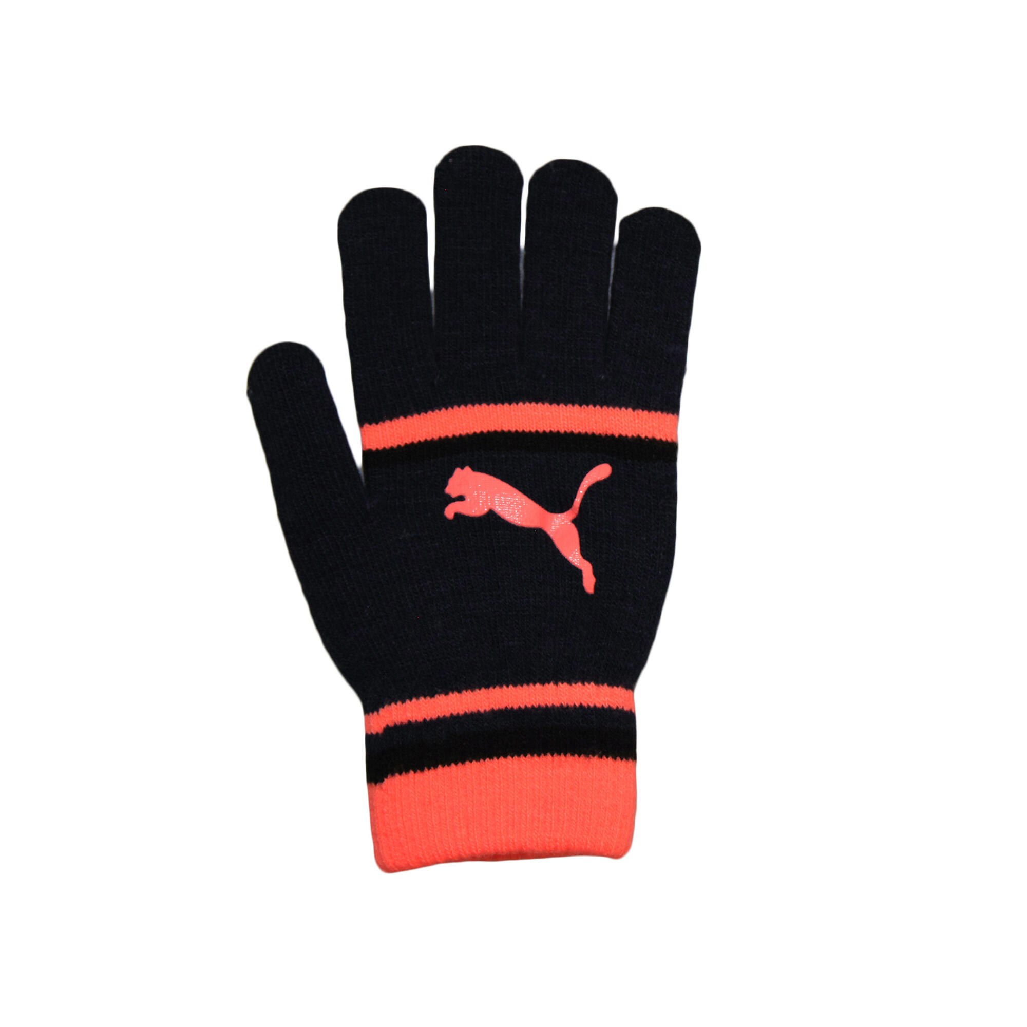 Womens/Ladies Striped Gloves (Black/Coral) 3/3