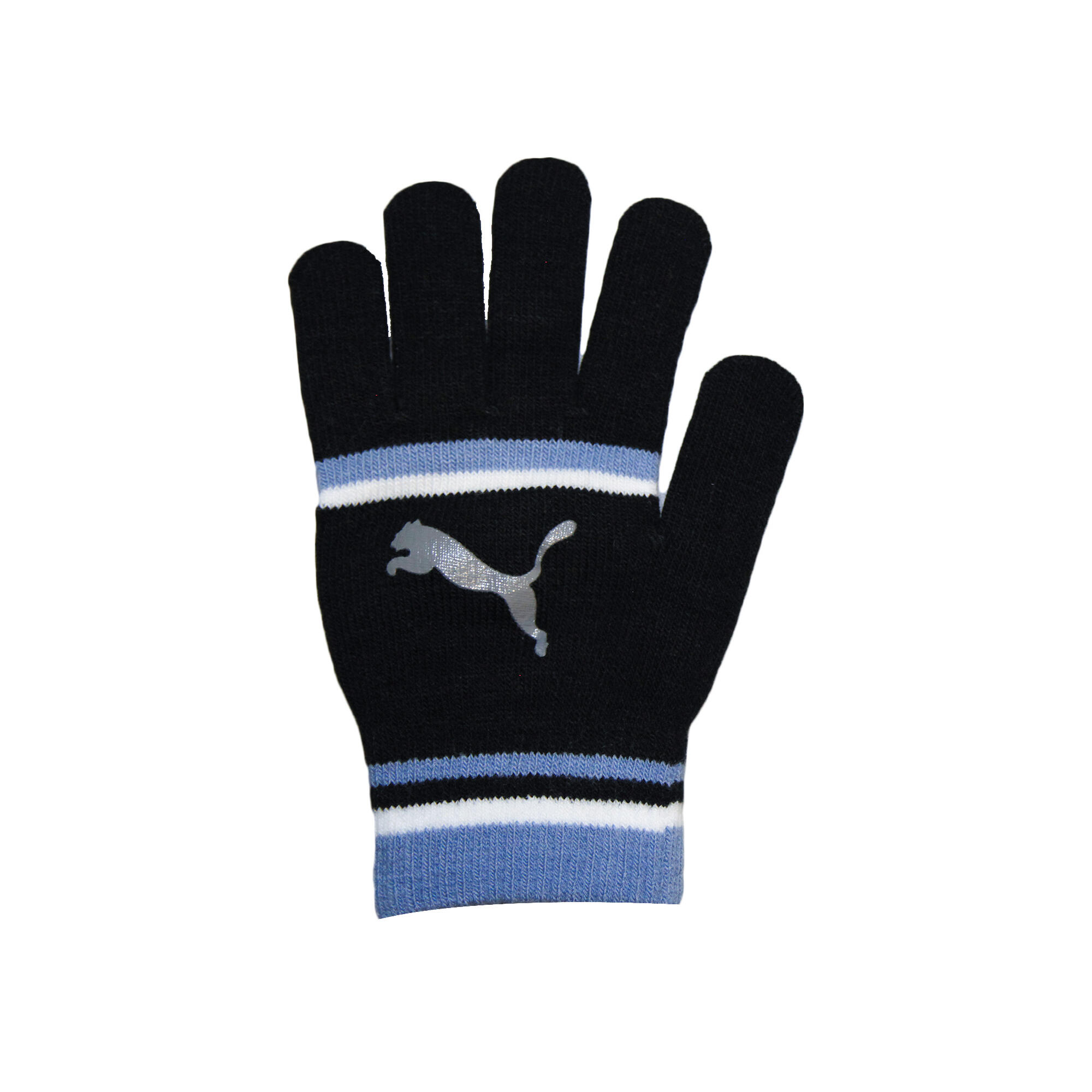 Womens/Ladies Striped Gloves (Black/Blue) 3/3