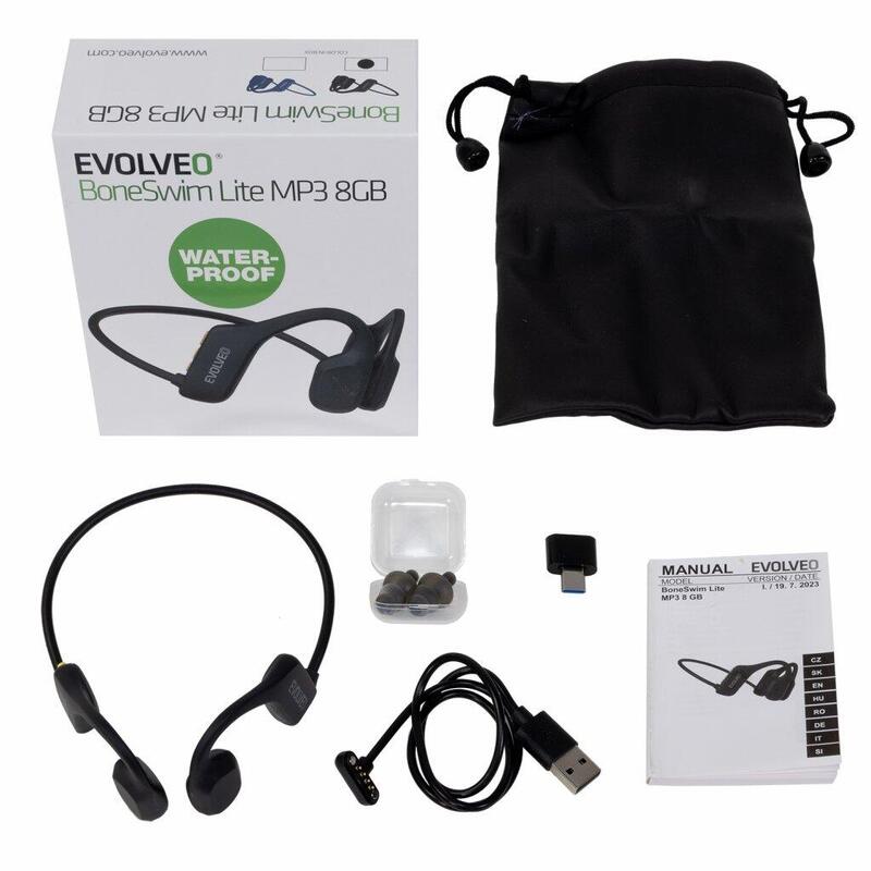 Voděodolná bezdrátová sluchátka na lícní kosti BoneSwim Lite MP3 8GB, modrá
