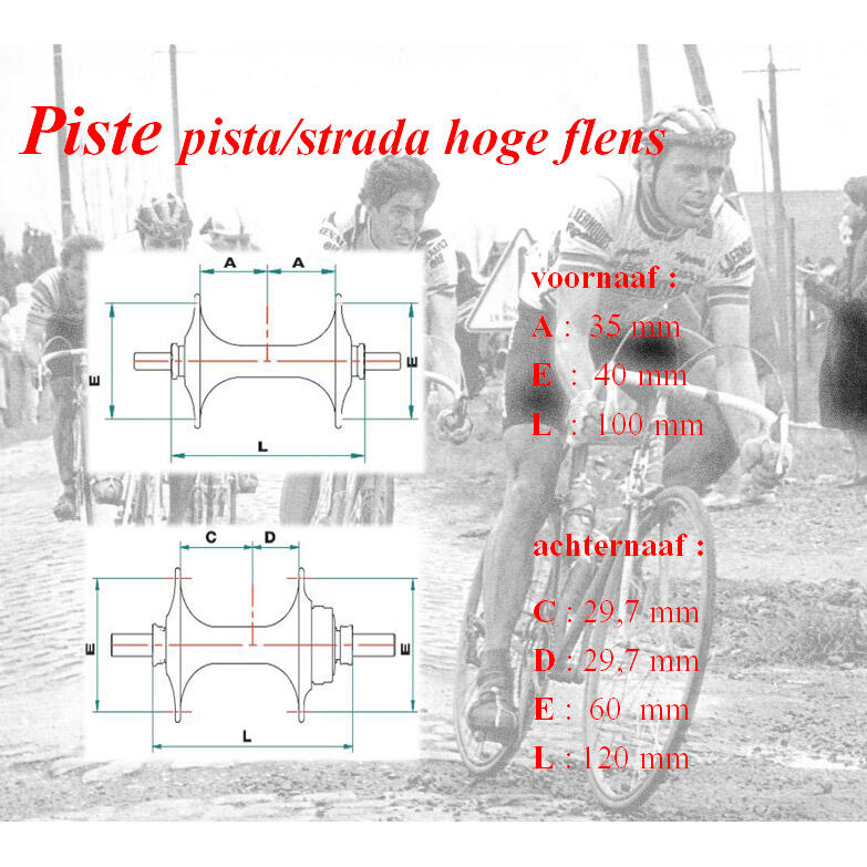 Miche Naafset Pista/Strada V+A 32g m/hoge-flens flip/flop zi.