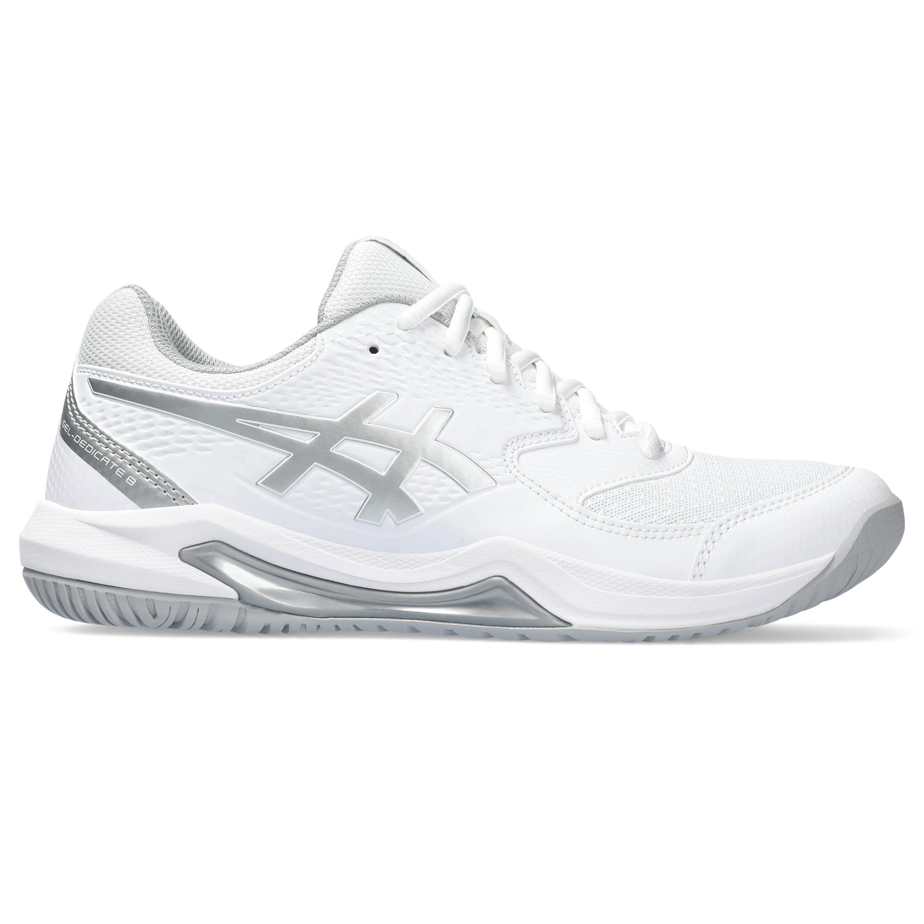 ASICS Scarpa da Tennis Donna Dedicate 8 Bianco Argento